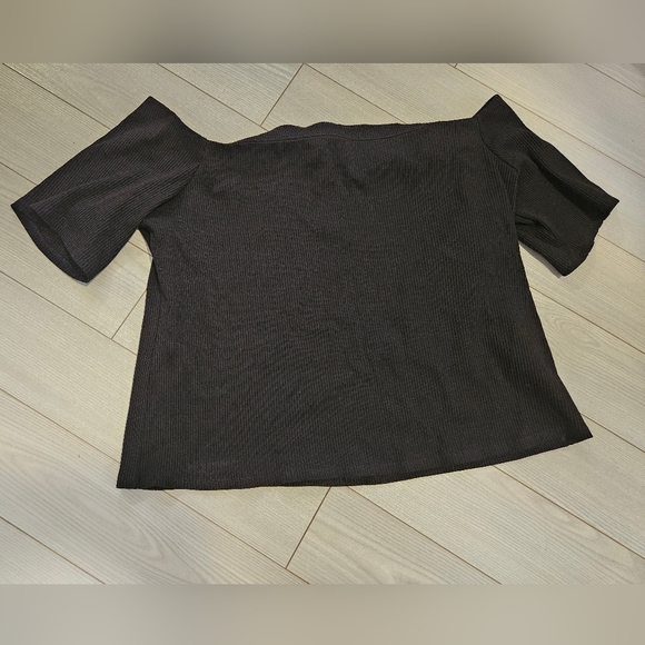 Womens XL black off the shoulder top H&M ribbed - Picture 1 of 3